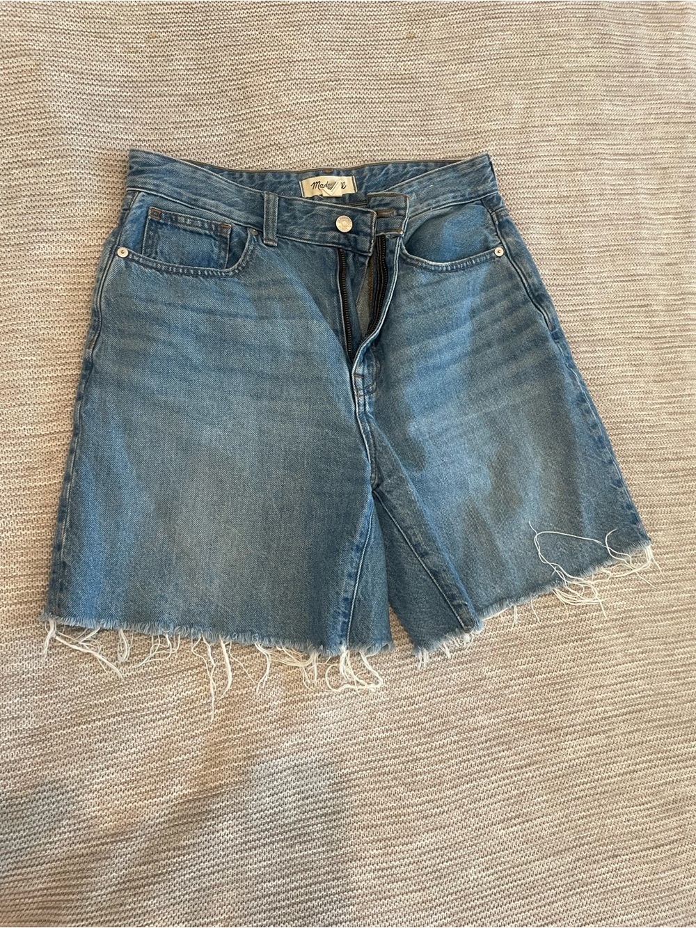 Madewell Blue Frayed Hem Denim Shorts